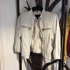 Women's Small R13 White cafe racer Leather Jacket